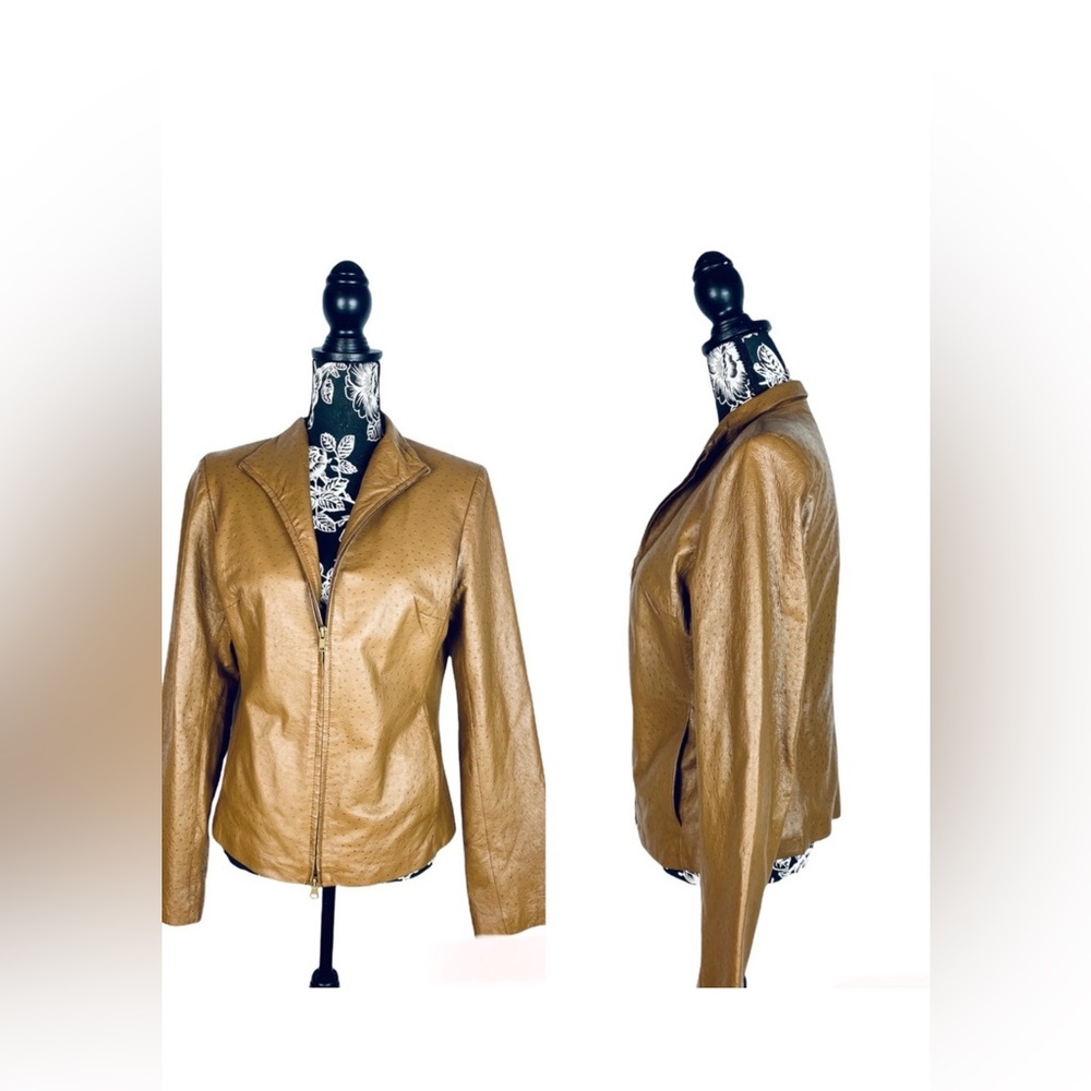 Express brown 100% leather vintage textured jacket